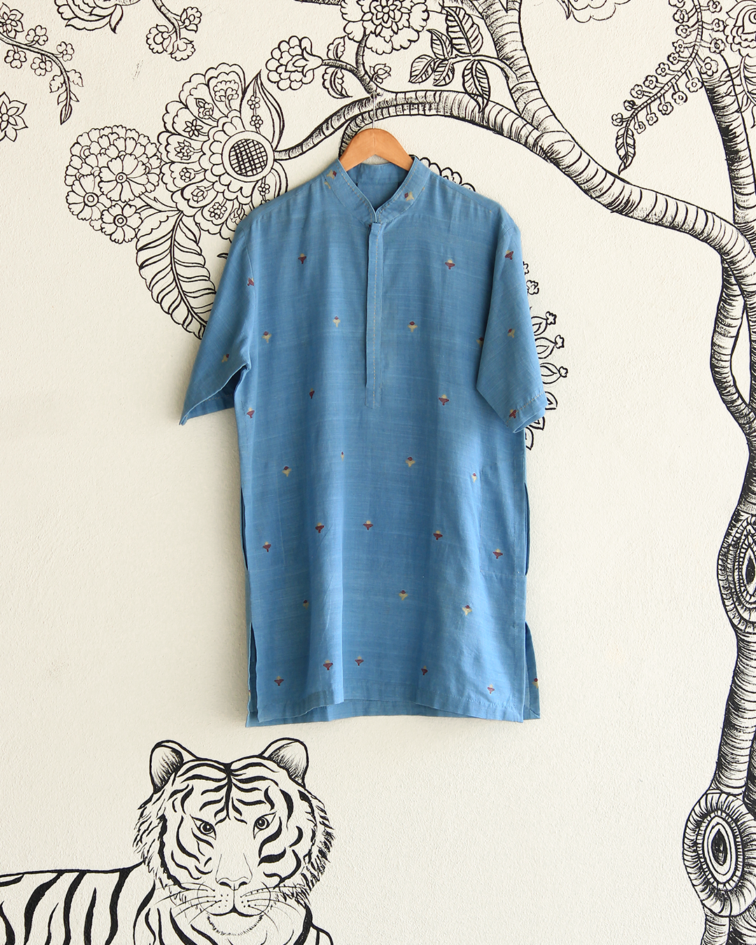 Light Blue Handwoven Khadi Short Kurta