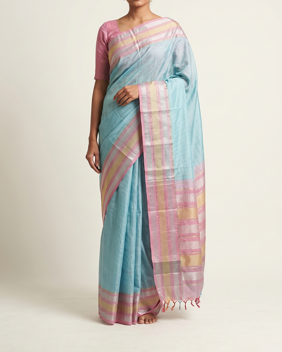 Sky Blue Handwoven Kanjeevaram Silk Saree