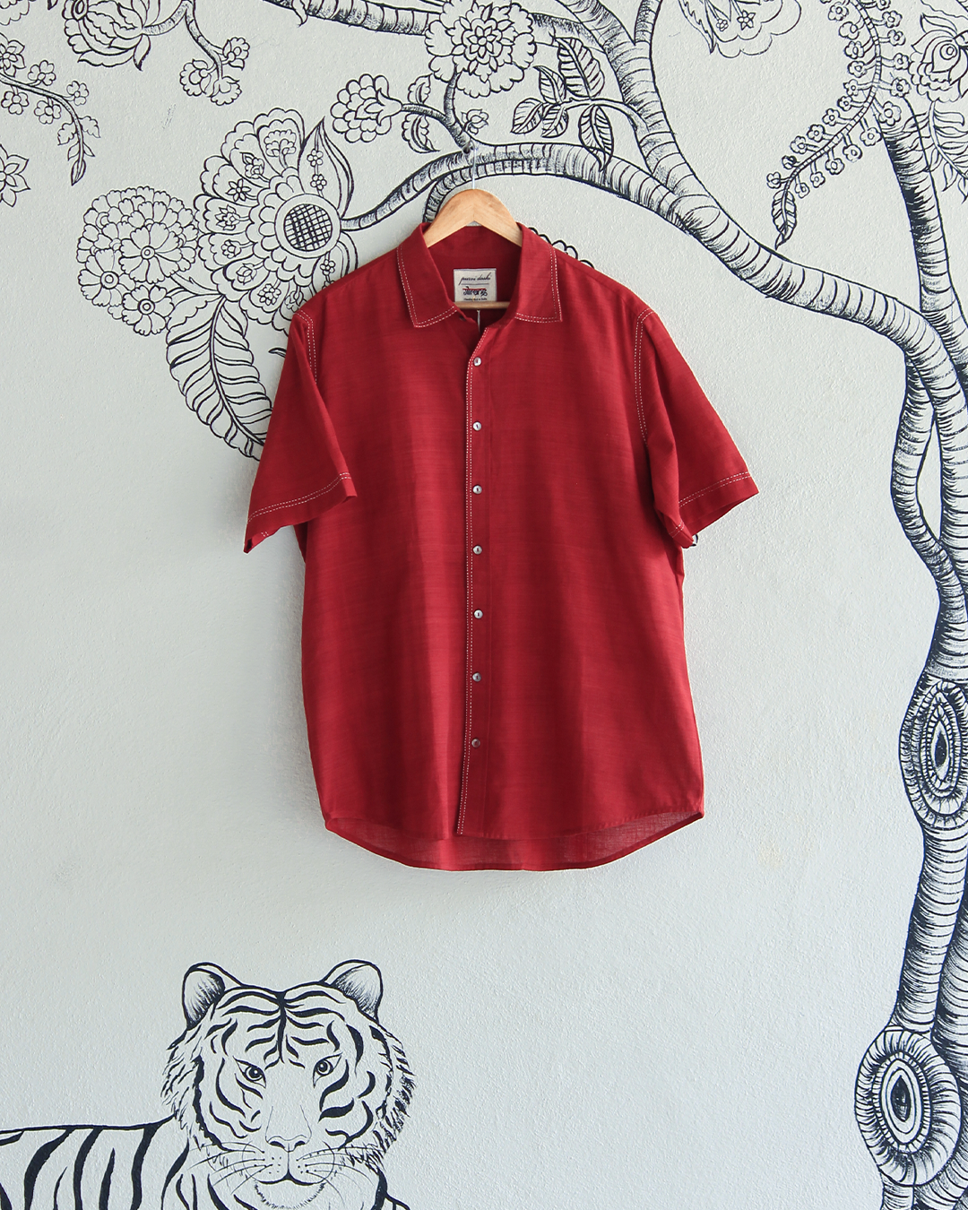 Red Handwoven Khadi Shirt