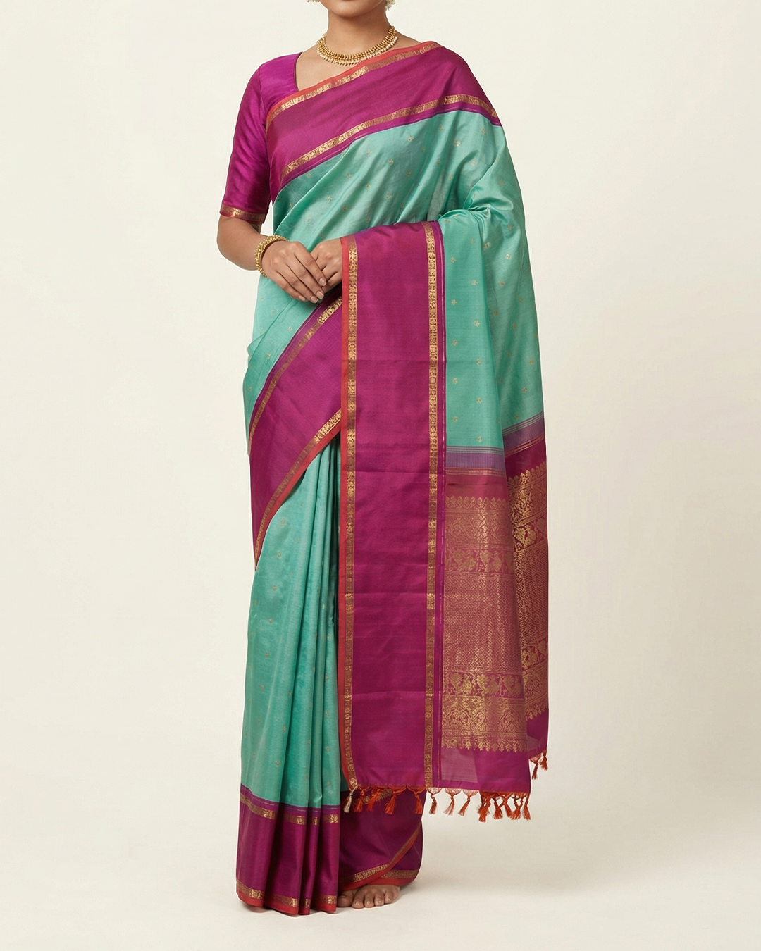 Sea Green Handwoven Kanjeevaram Silk Saree