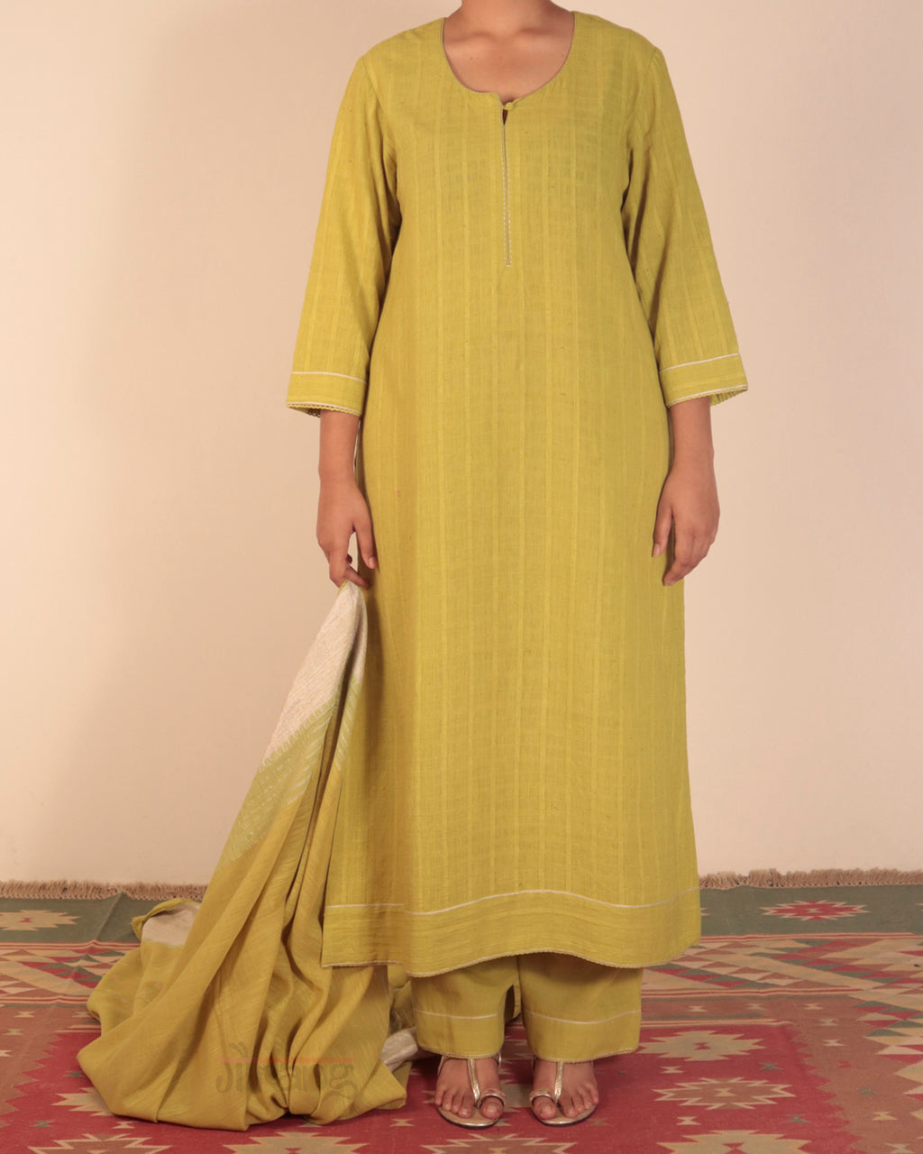 Green Jamdani Kurta Set