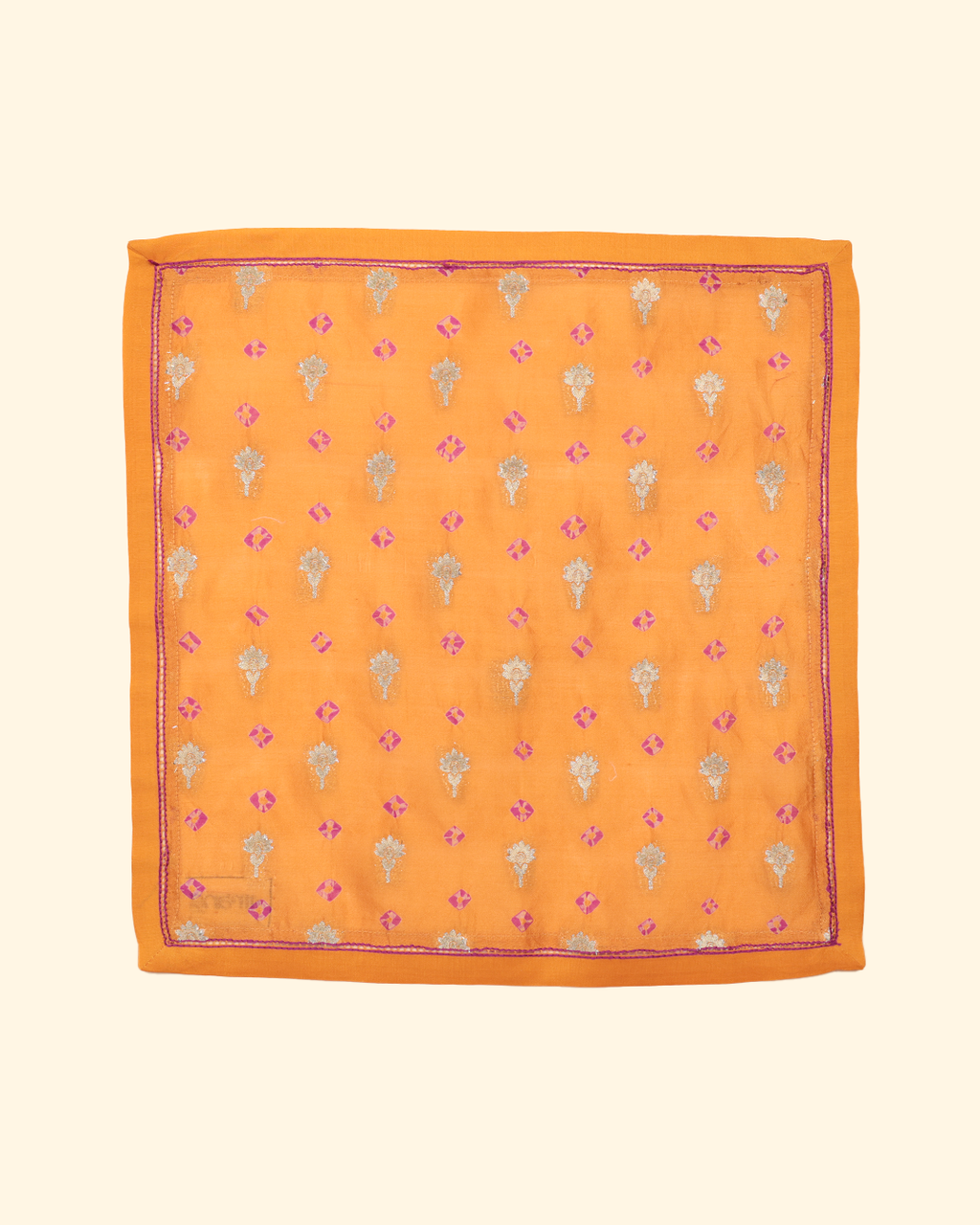 Yellow Handwoven Bandhani Silk Pocket Square