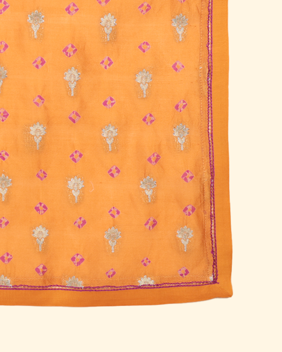 Yellow Handwoven Bandhani Silk Pocket Square