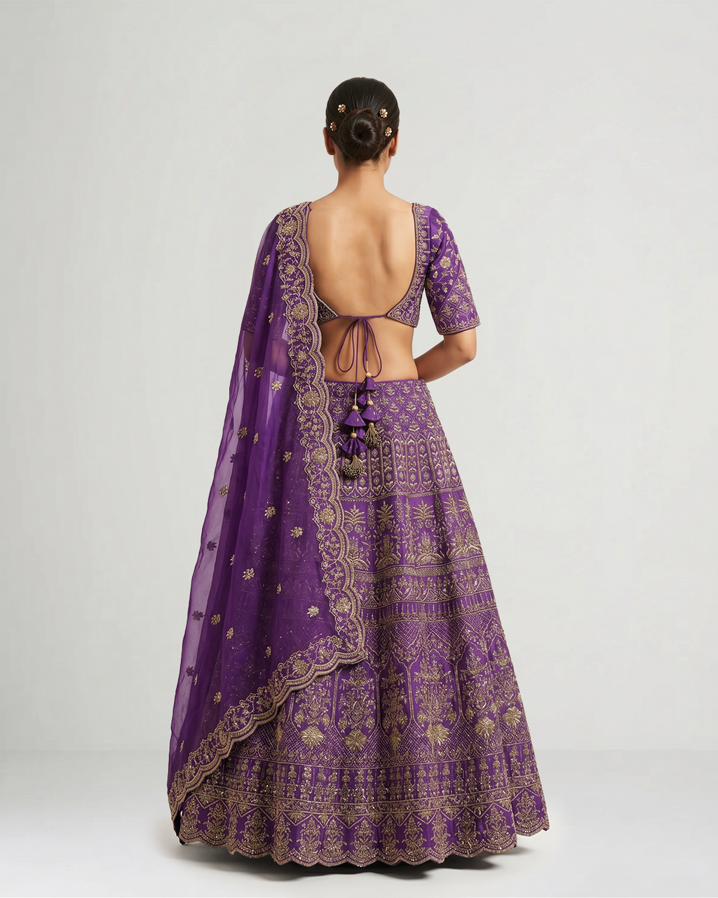 Purple Neelambari Hand-Embroidered Lehenga