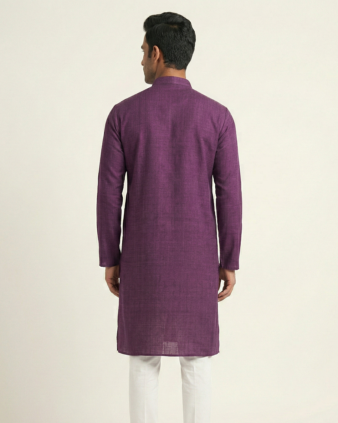 Purple Handwoven Matka Silk Kurta