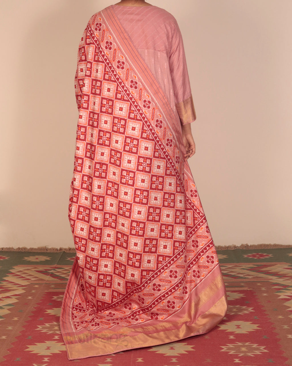 Pink Ikkat Kurta Set
