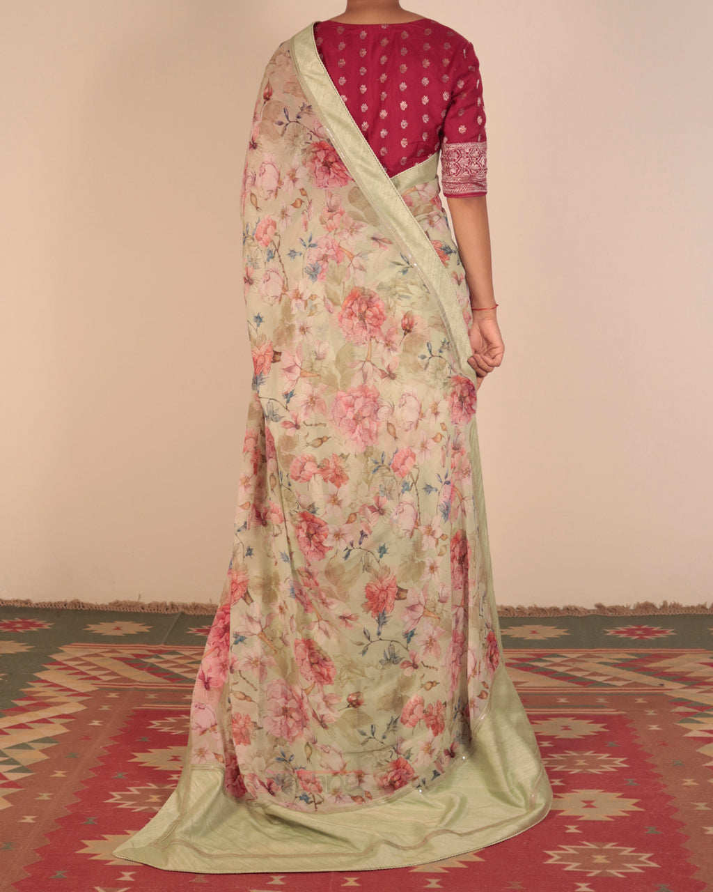 Green Georgette Embroidered Lehenga