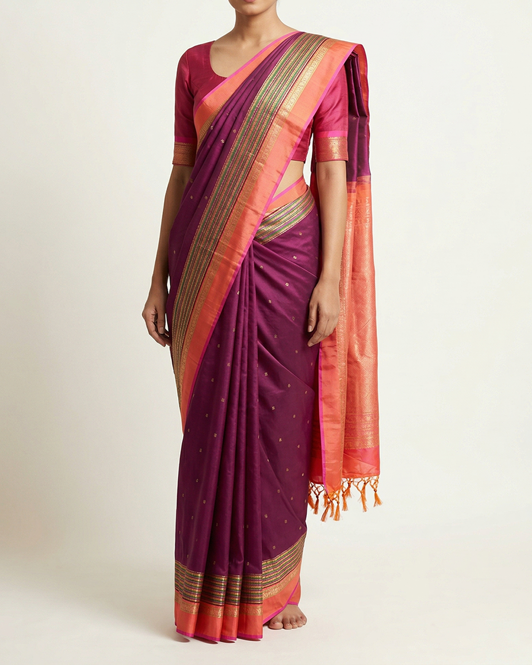 Purple Handwoven Kanjeevaram Silk Saree