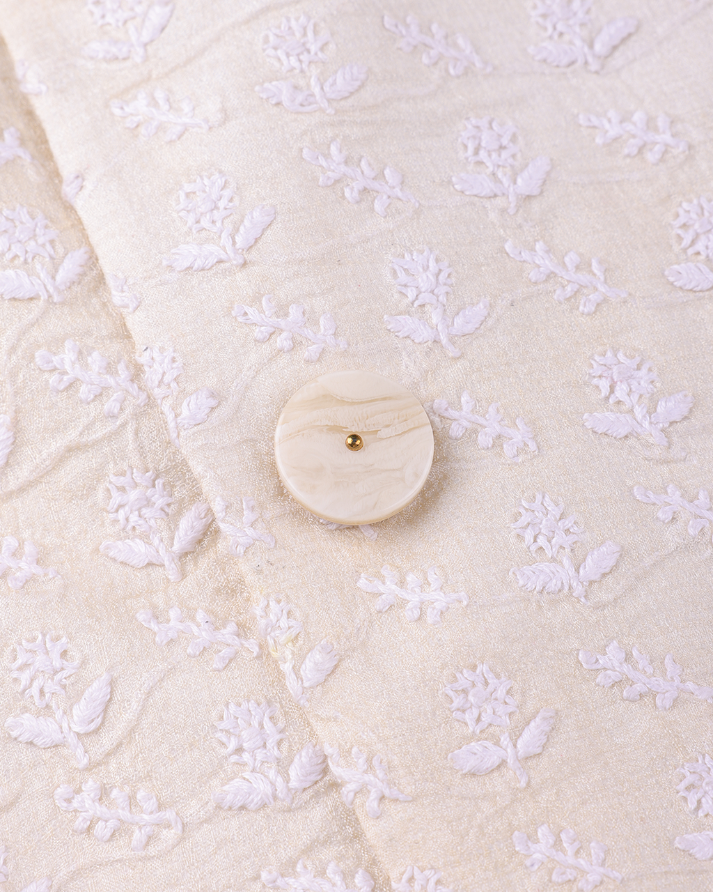 Off White Hand Embroidered Chikankari Bandhgala