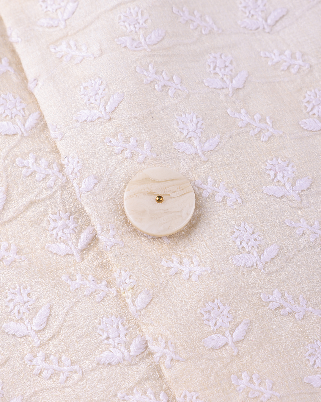 Off White Hand Embroidered Chikankari Bandhgala