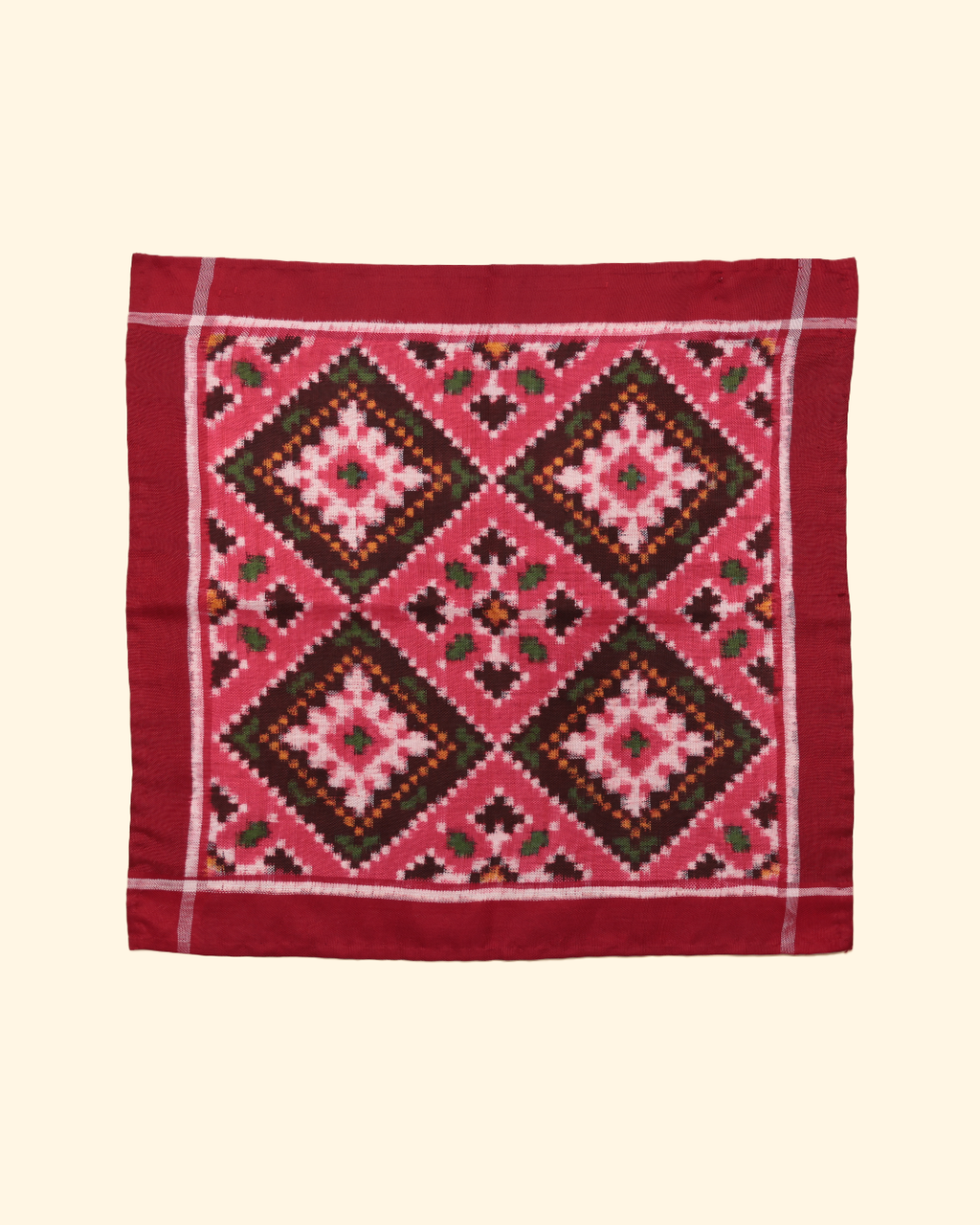 Red Handwoven Patan Patola Pocket Square