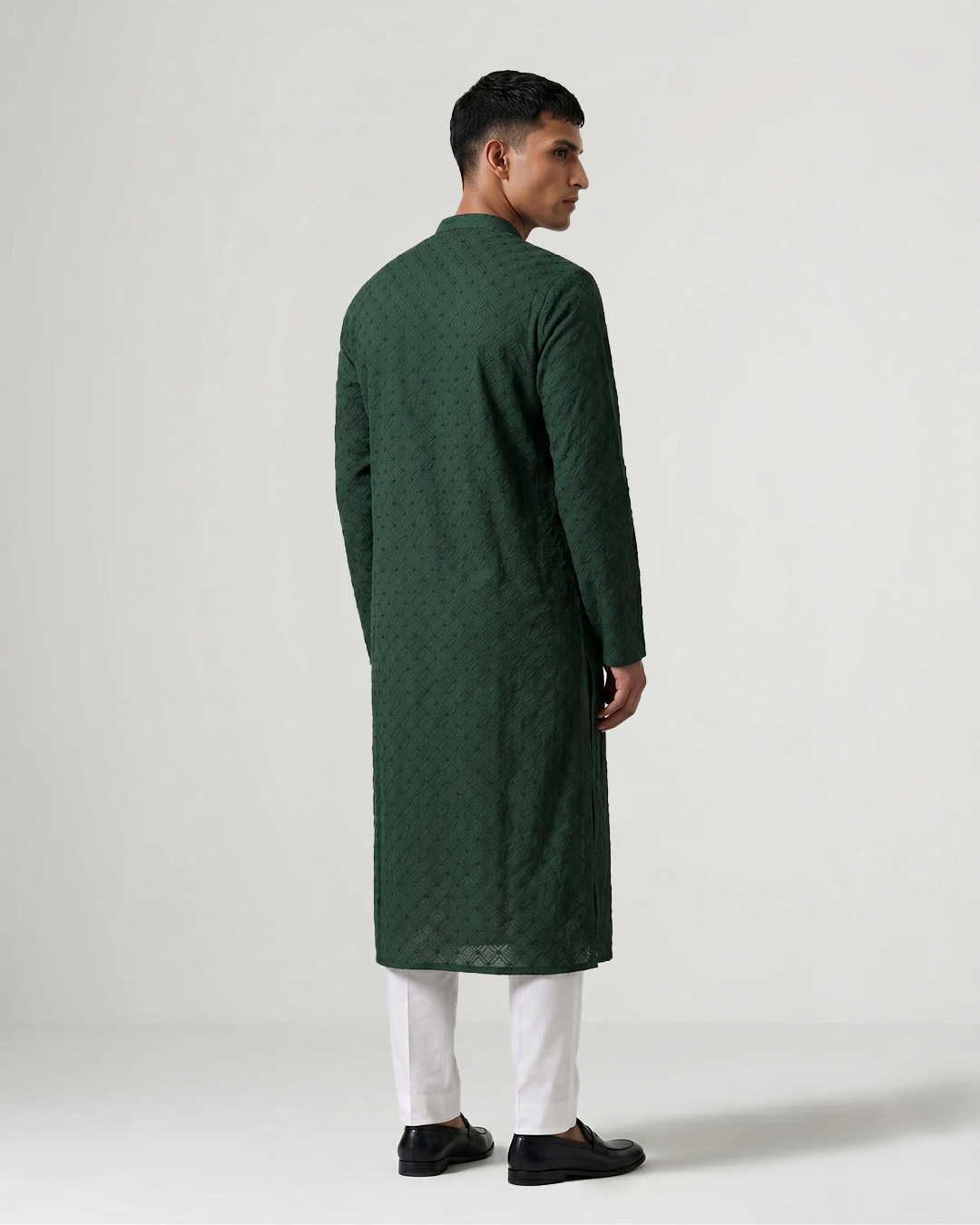 Green Hand Chikankari Embroidered Kurta