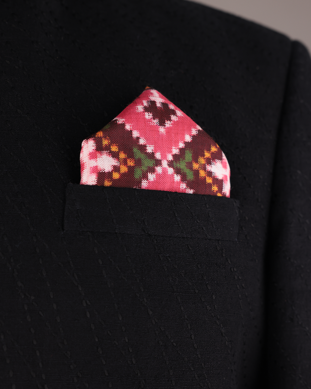 Red Handwoven Patan Patola Pocket Square