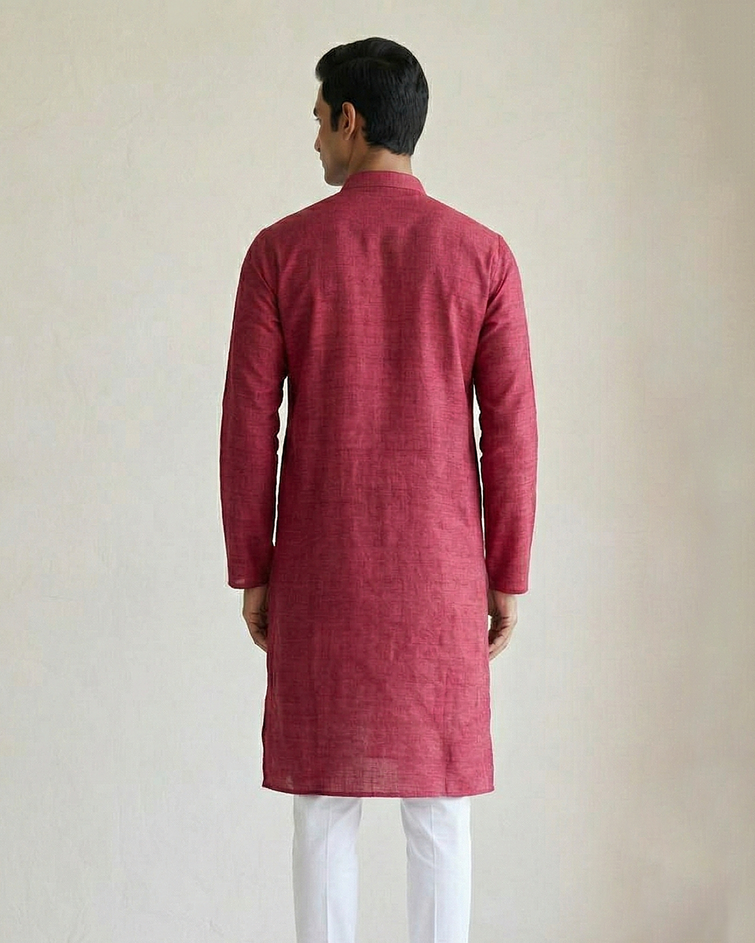 Red Handwoven Matka Silk Kurta