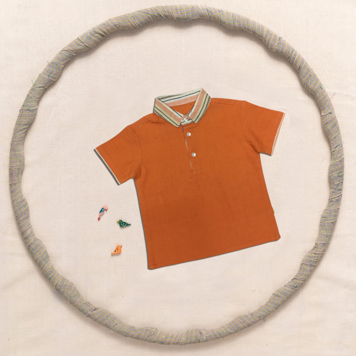 Half Sleeve Shirt With Contrast Collar