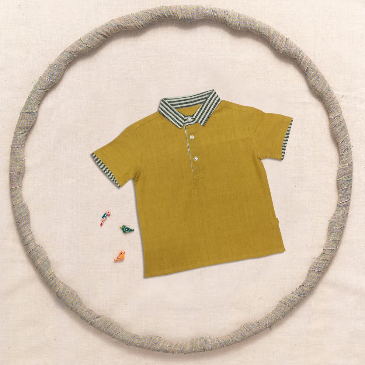 Half Sleeve Shirt With Contrast Collar