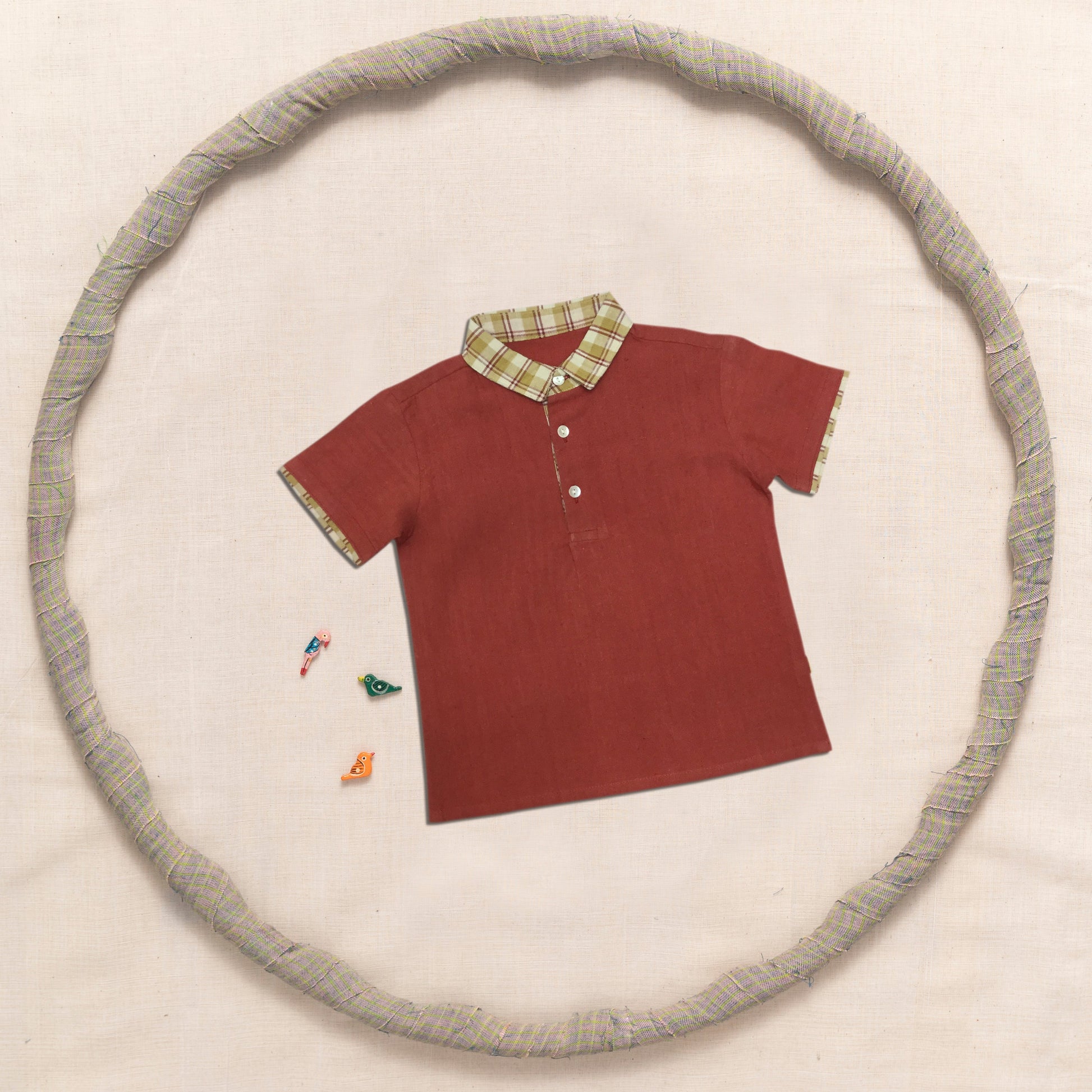 Half Sleeve Shirt With Contrast Collar
