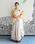 White Handwoven Khadi Ikat Lehenga