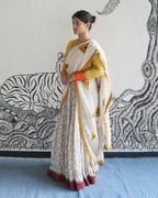 White Handwoven Khadi Ikat Lehenga