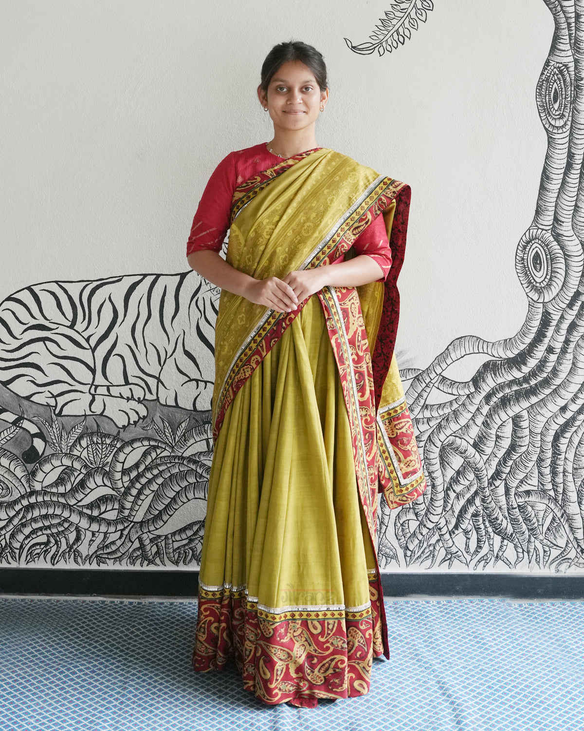 Green Handwoven Khadi Lehenga