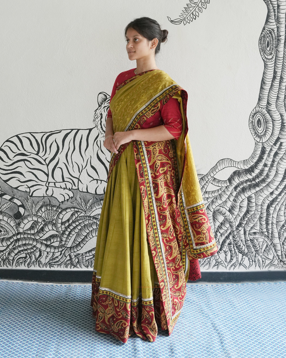 Green Handwoven Khadi Lehenga