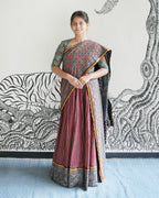 Maroon Handwoven Khadi Lehenga