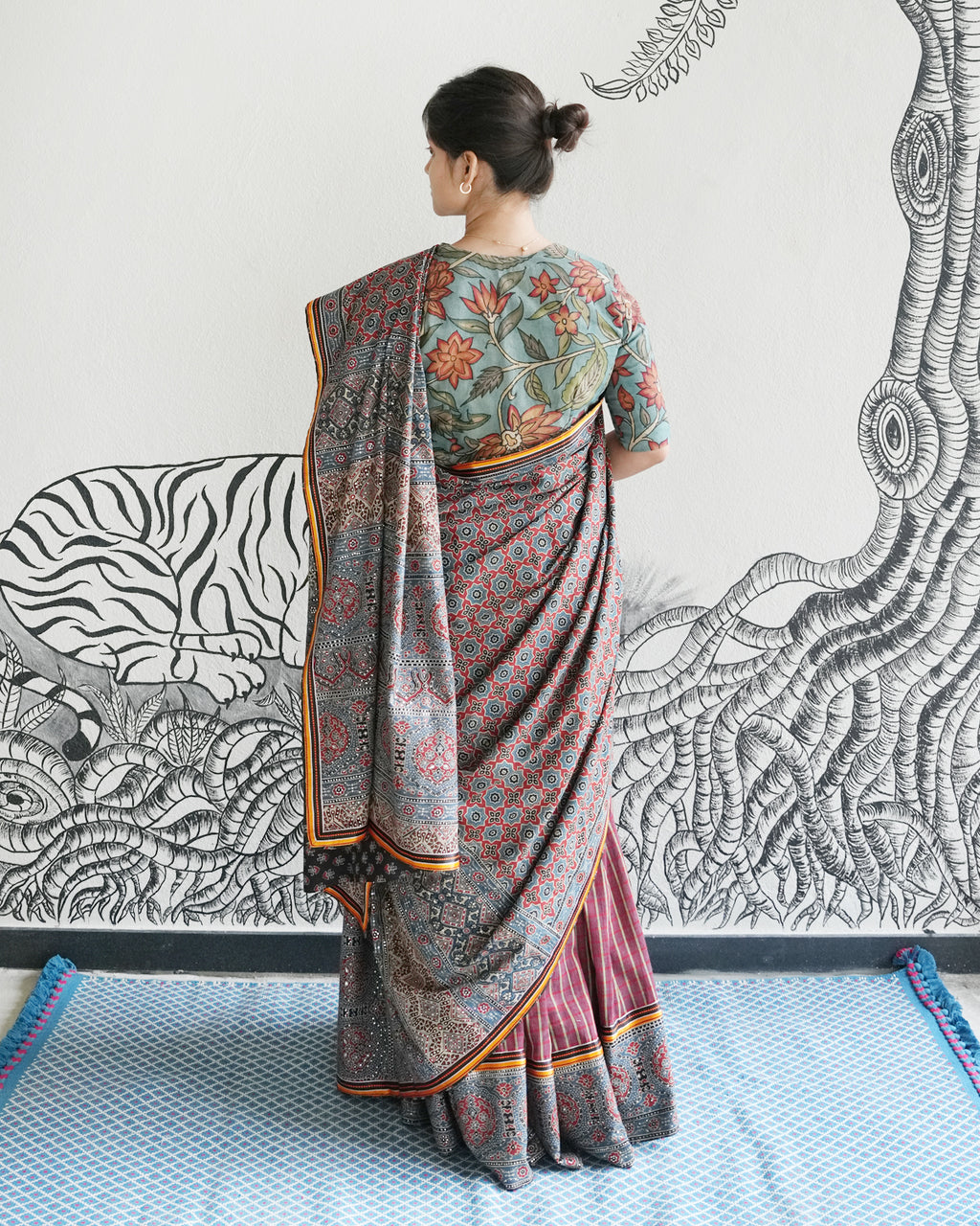 Maroon Handwoven Khadi Lehenga