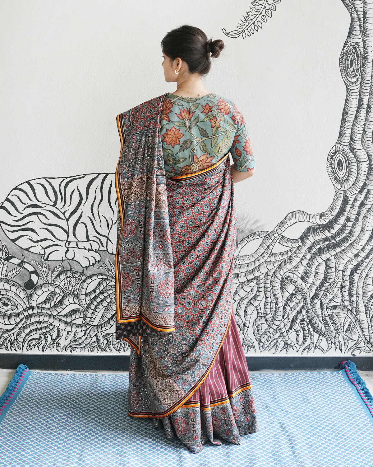 Maroon Handwoven Khadi Lehenga