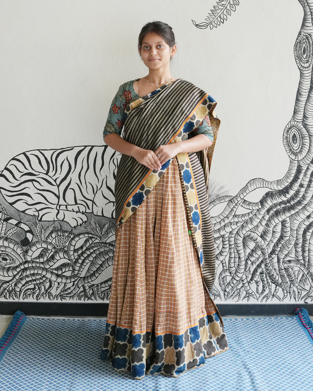 Mustard Handwoven Khadi Lehenga
