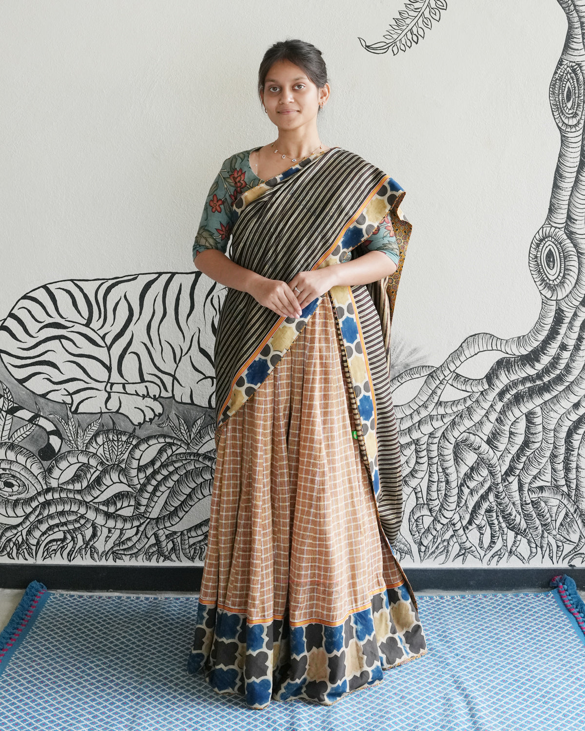 Mustard Handwoven Khadi Lehenga