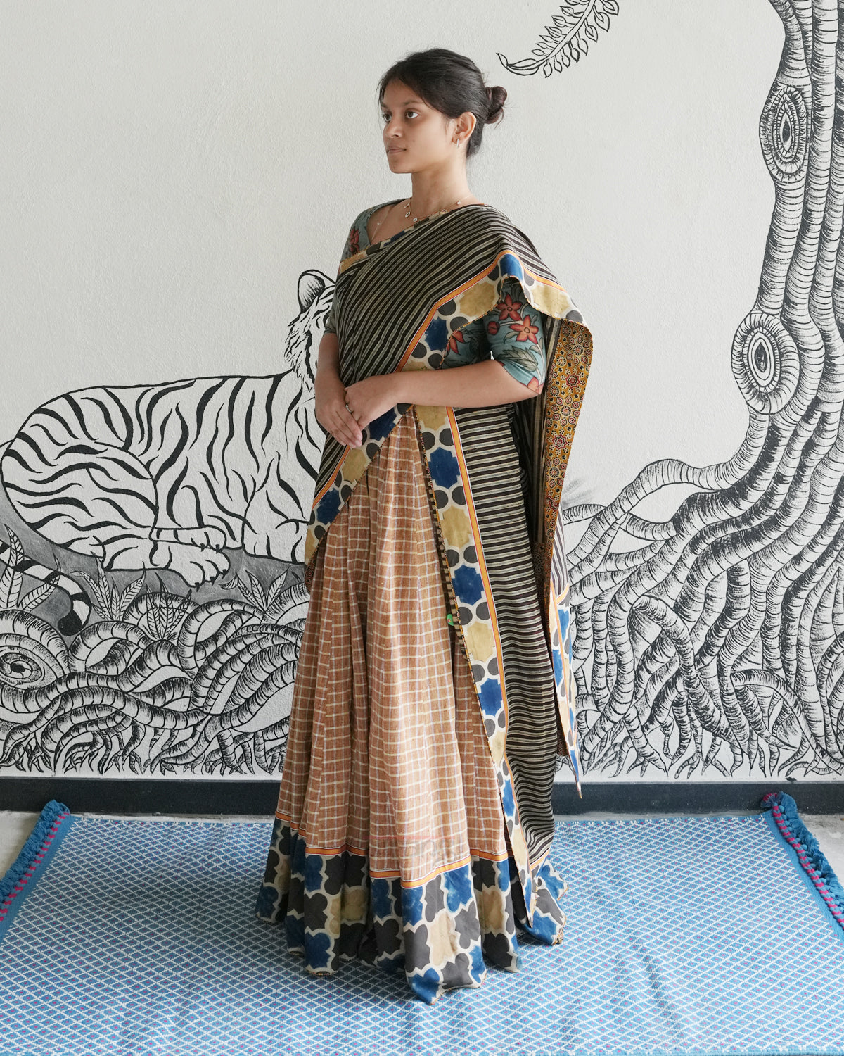 Mustard Handwoven Khadi Lehenga