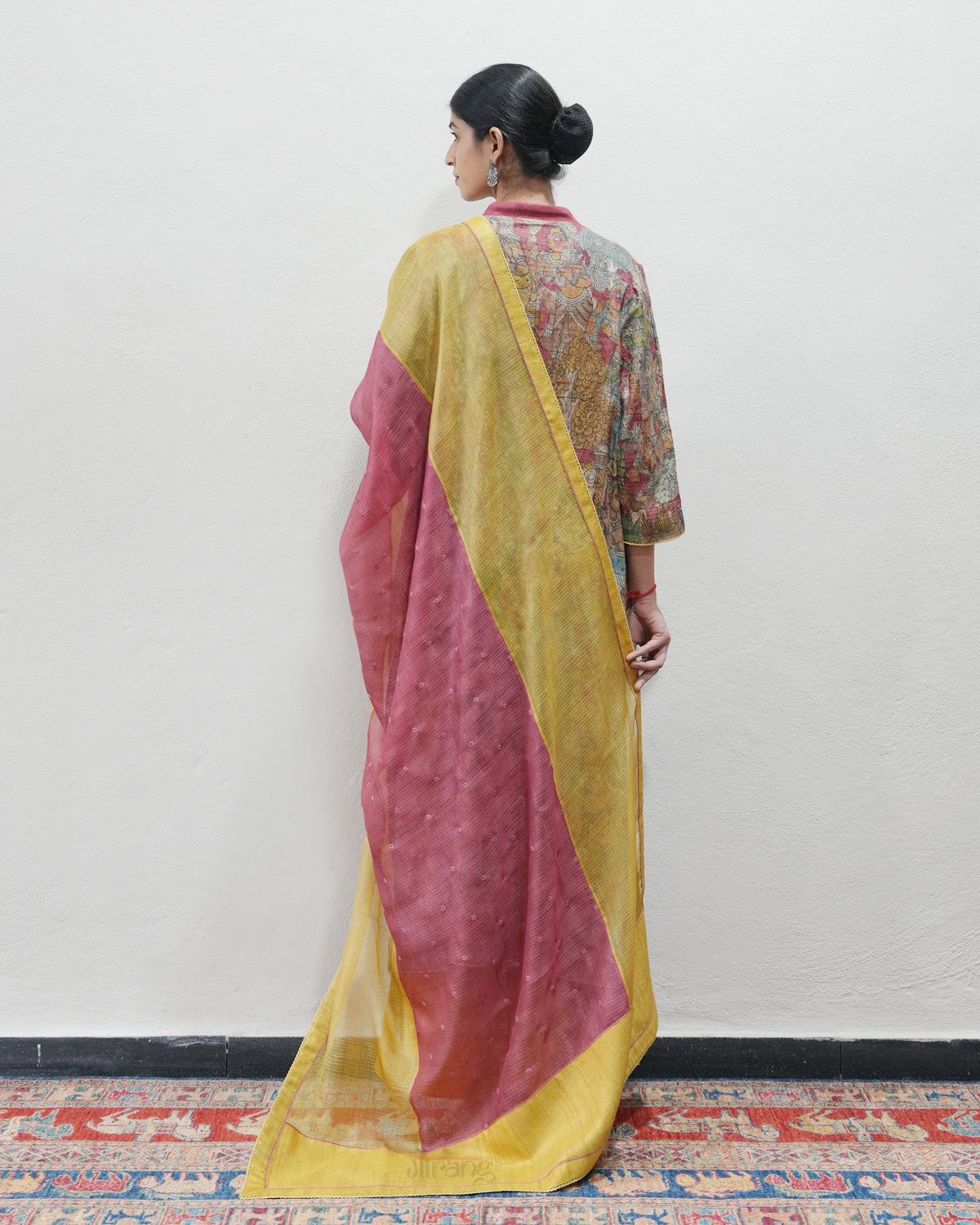 Red Handwoven Kalamkari Kurta Set