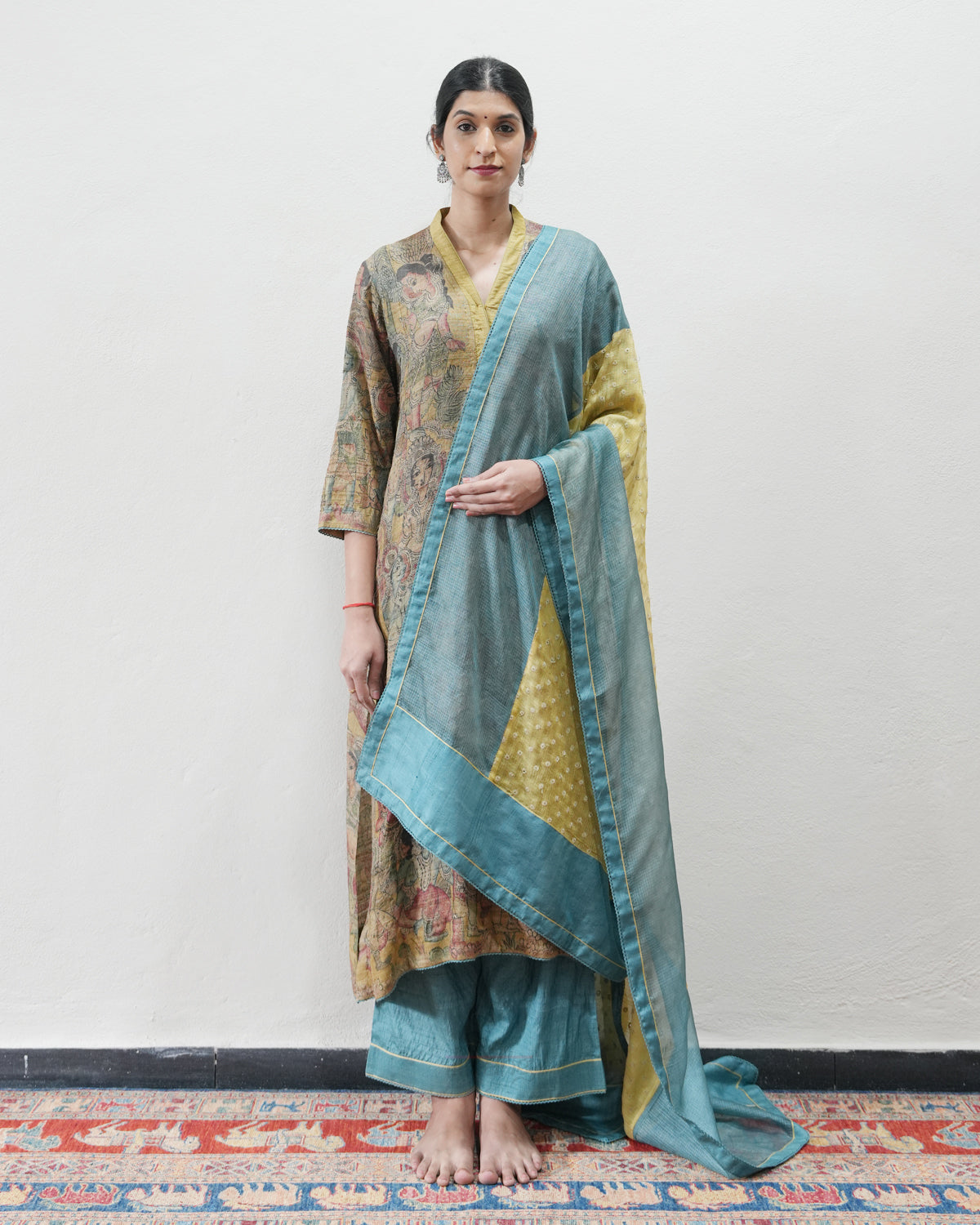 Green Handwoven Kalamkari Kurta Set