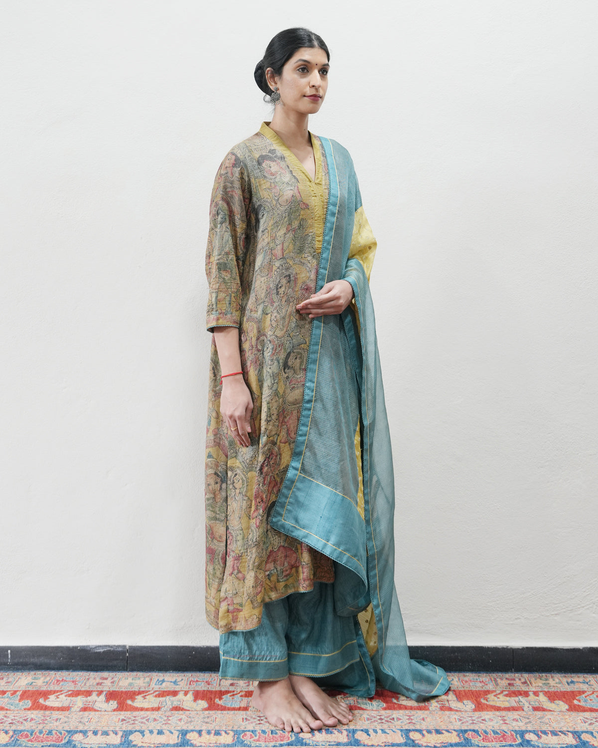 Green Handwoven Kalamkari Kurta Set