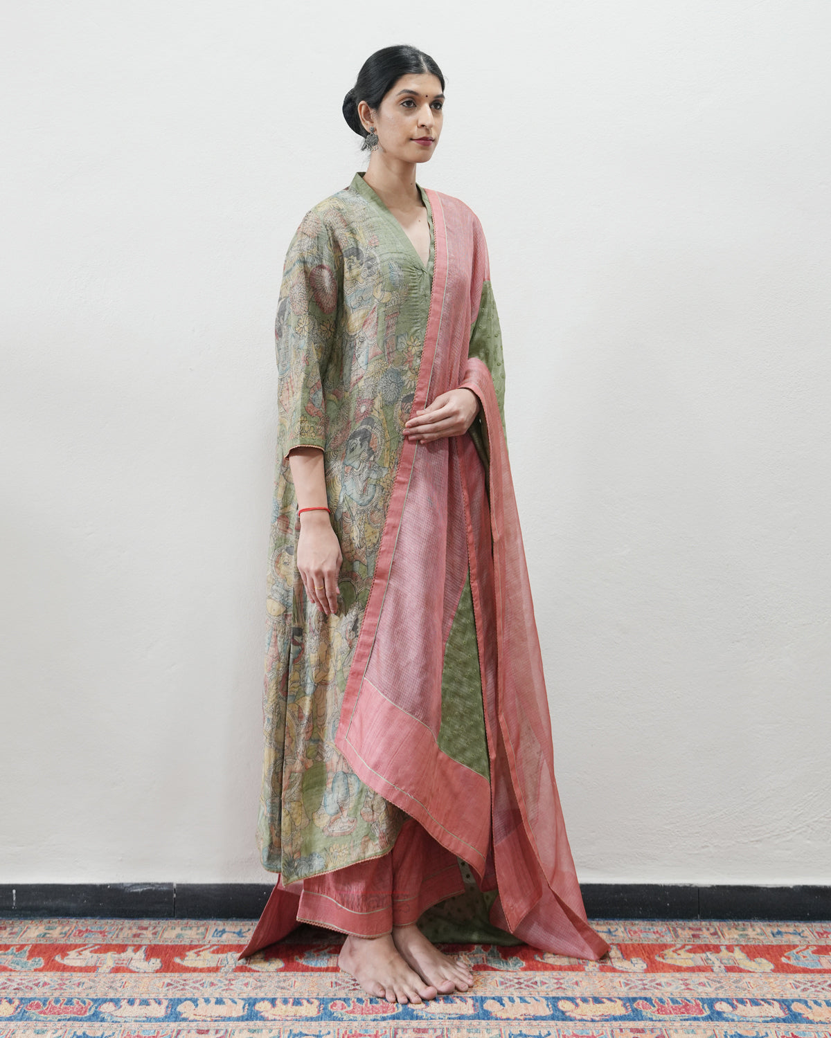 Green Handwoven Kalamkari Kurta Set