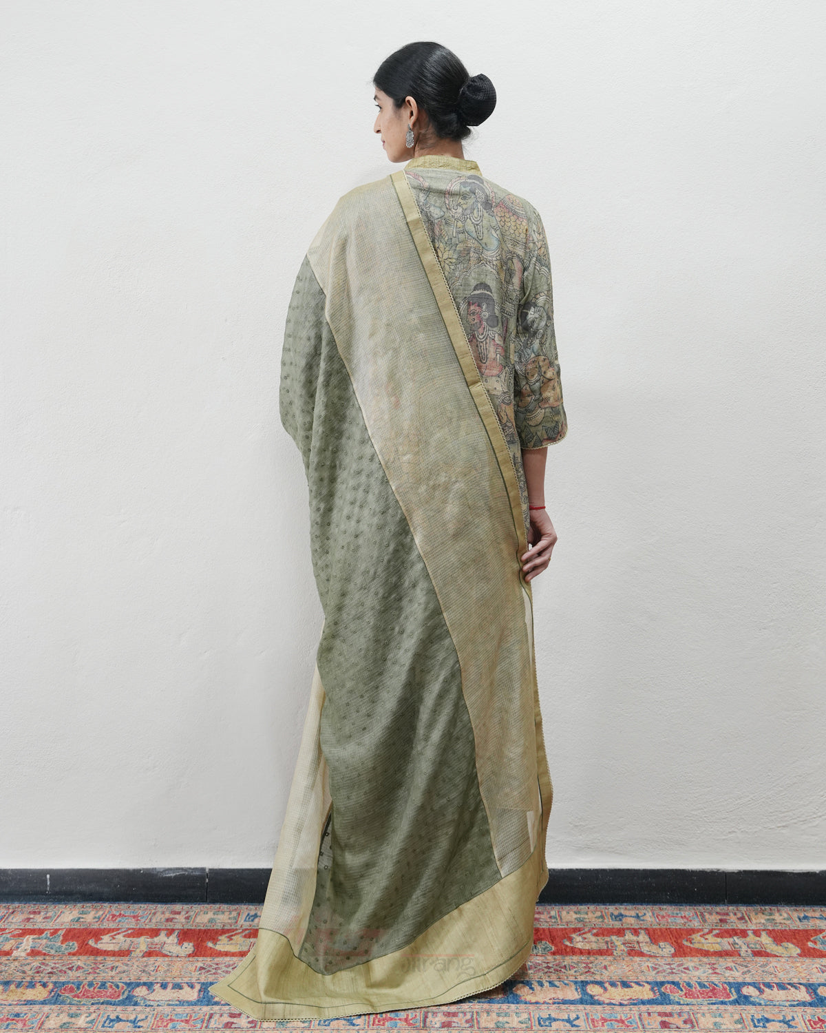 Green Handwoven Kalamkari Kurta Set