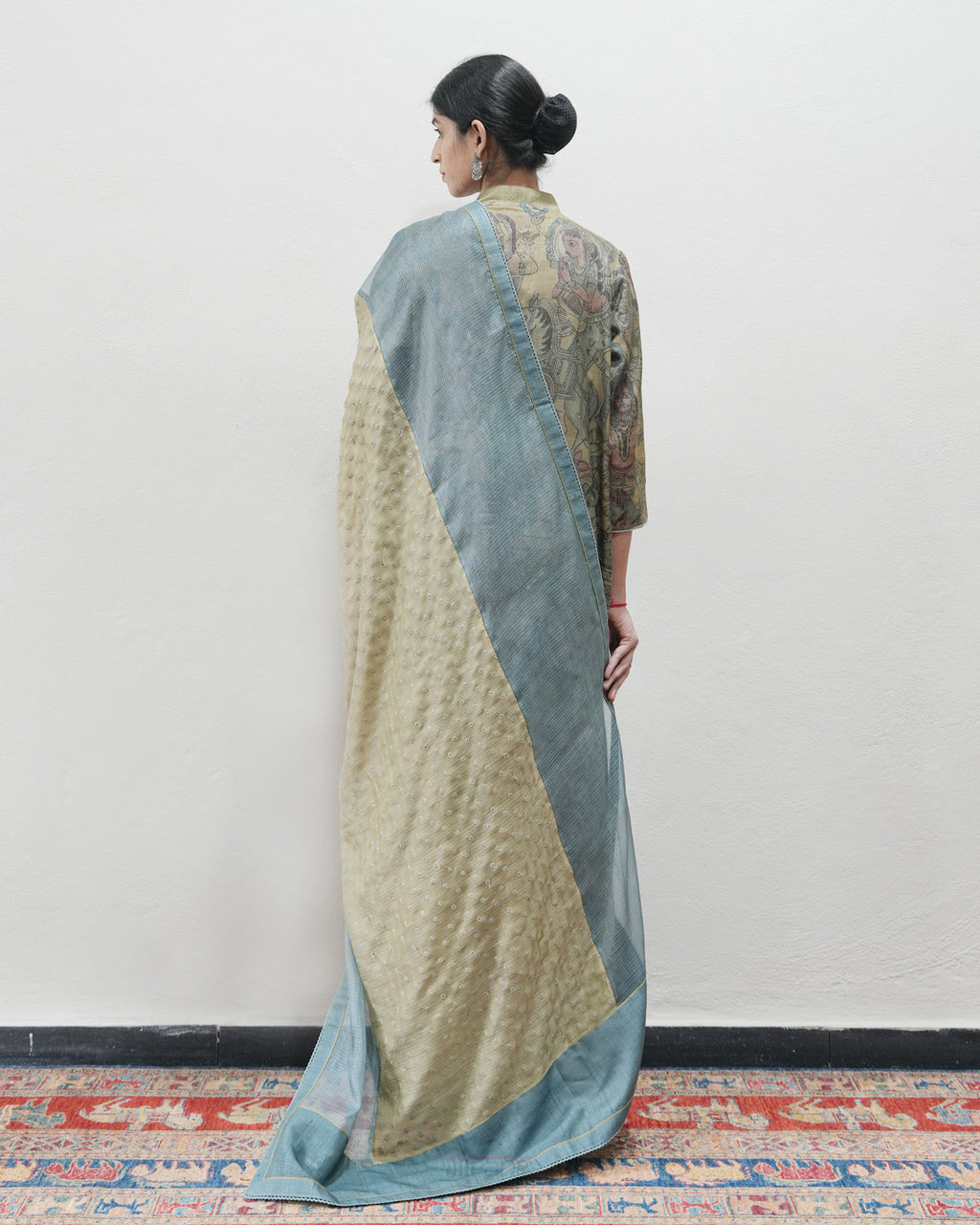 Beige Handwoven Kalamkari Kurta Set