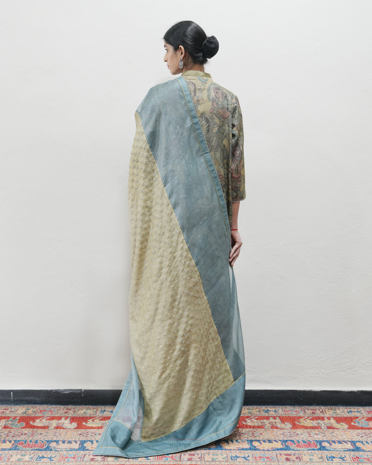 Beige Handwoven Kalamkari Kurta Set