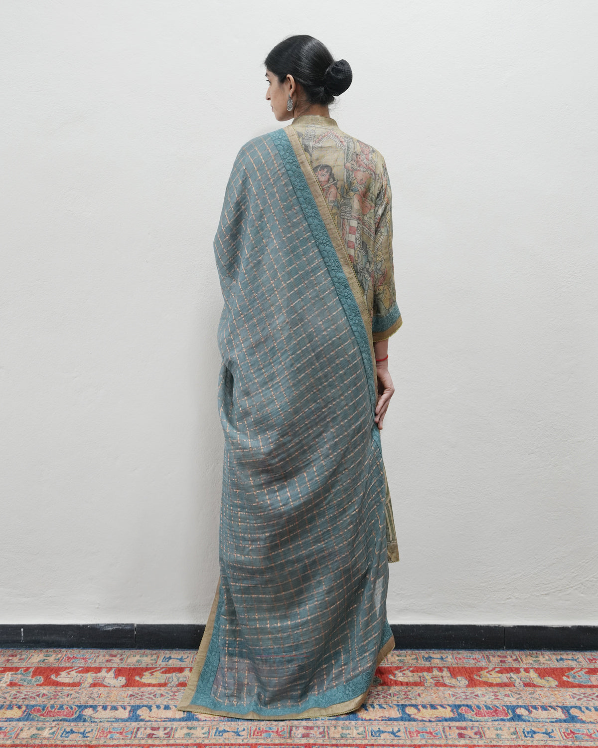 Beige Handwoven Kalamkari Kurta Set