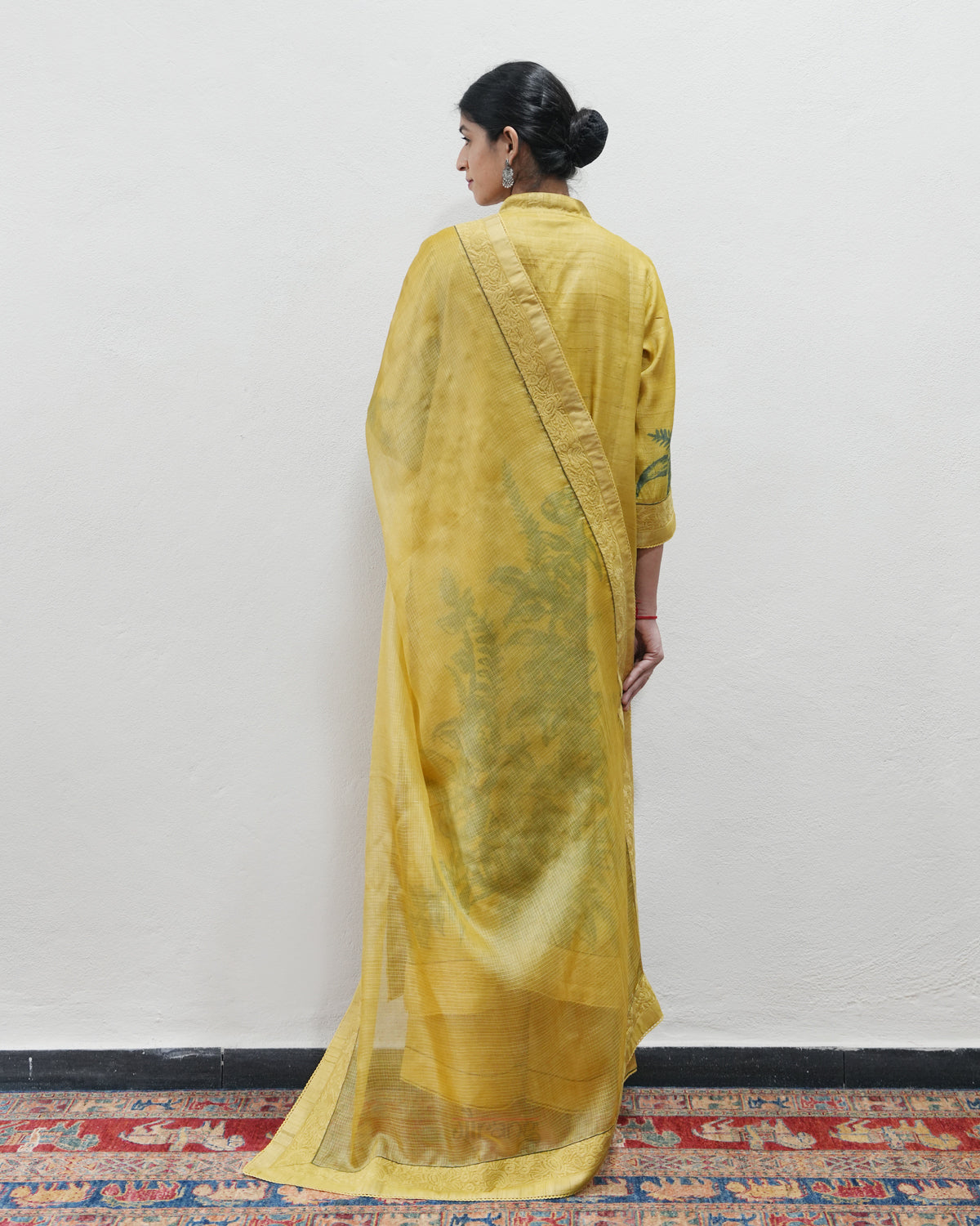 Yellow Handwoven Tussar Silk Kurta Set