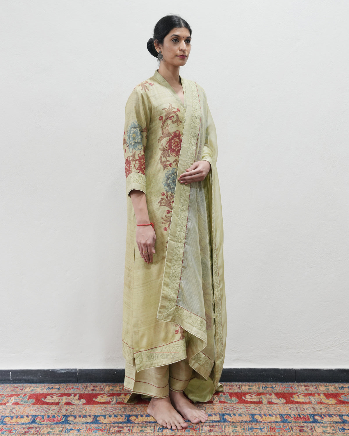 Green Handwoven Tussar Silk Kurta Set