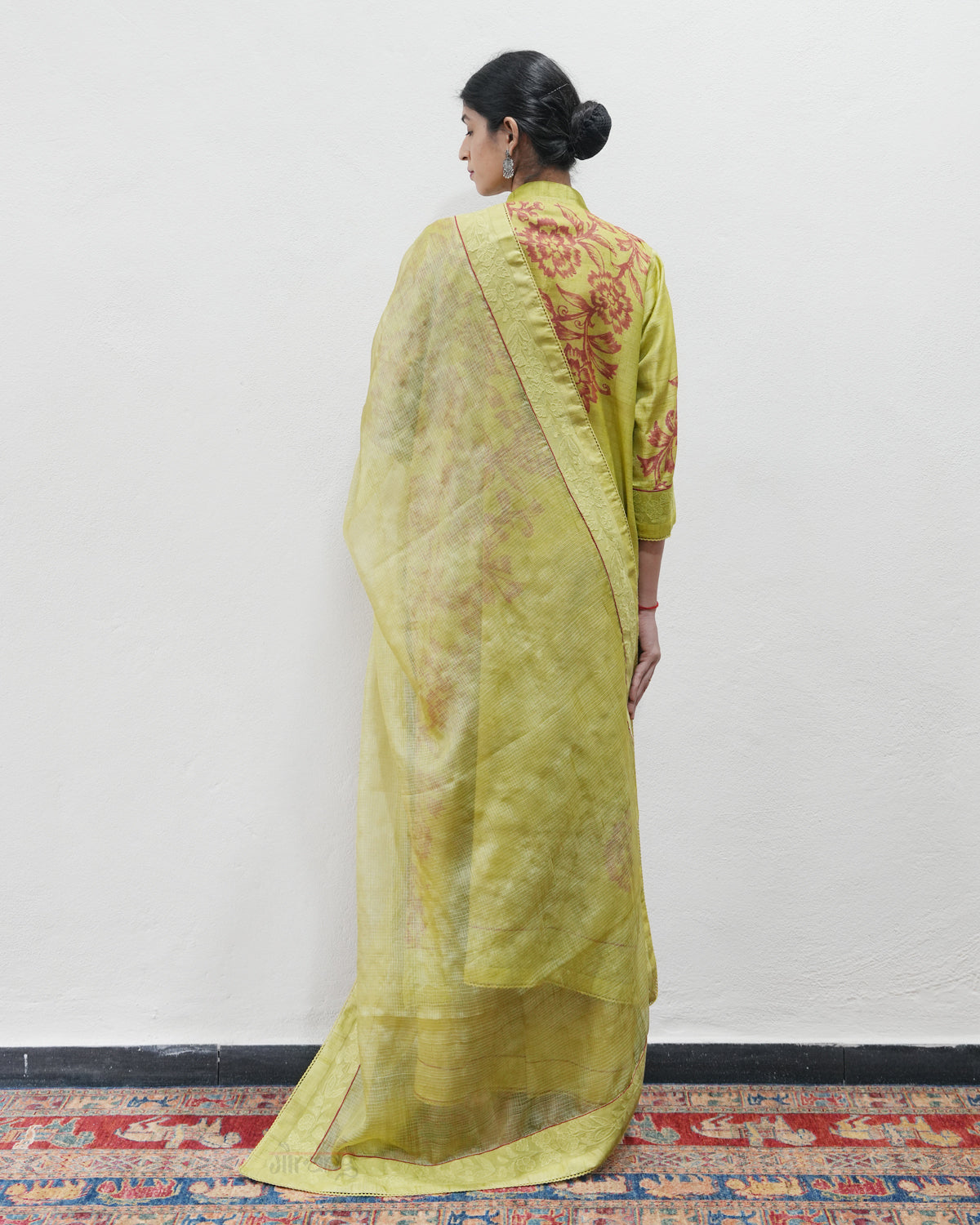 Green Handwoven Tussar Silk Kurta Set