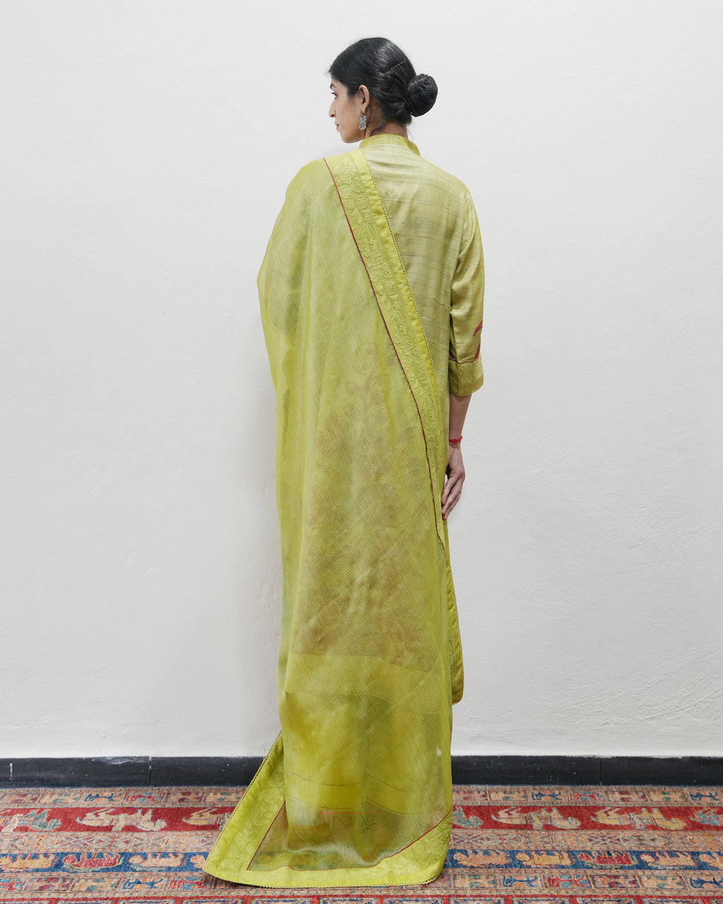 Green Handwoven Tussar Silk Kurta Set