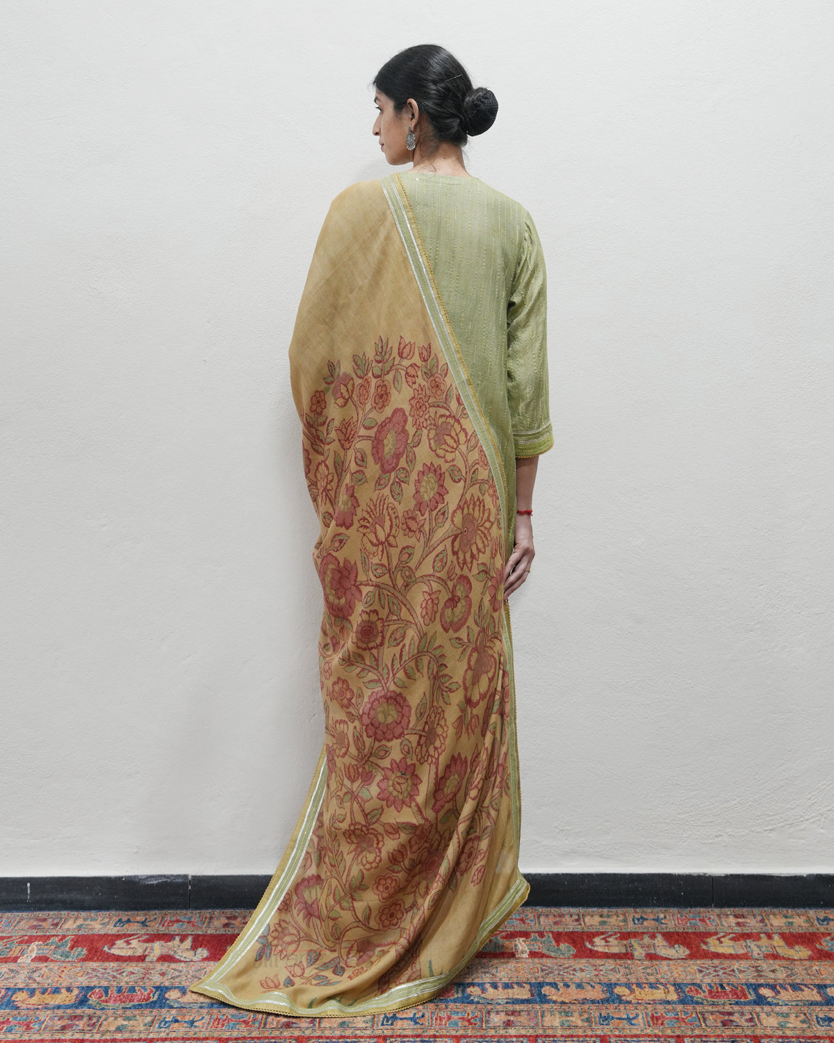 Green Handwoven Tussar Silk Kurta Set
