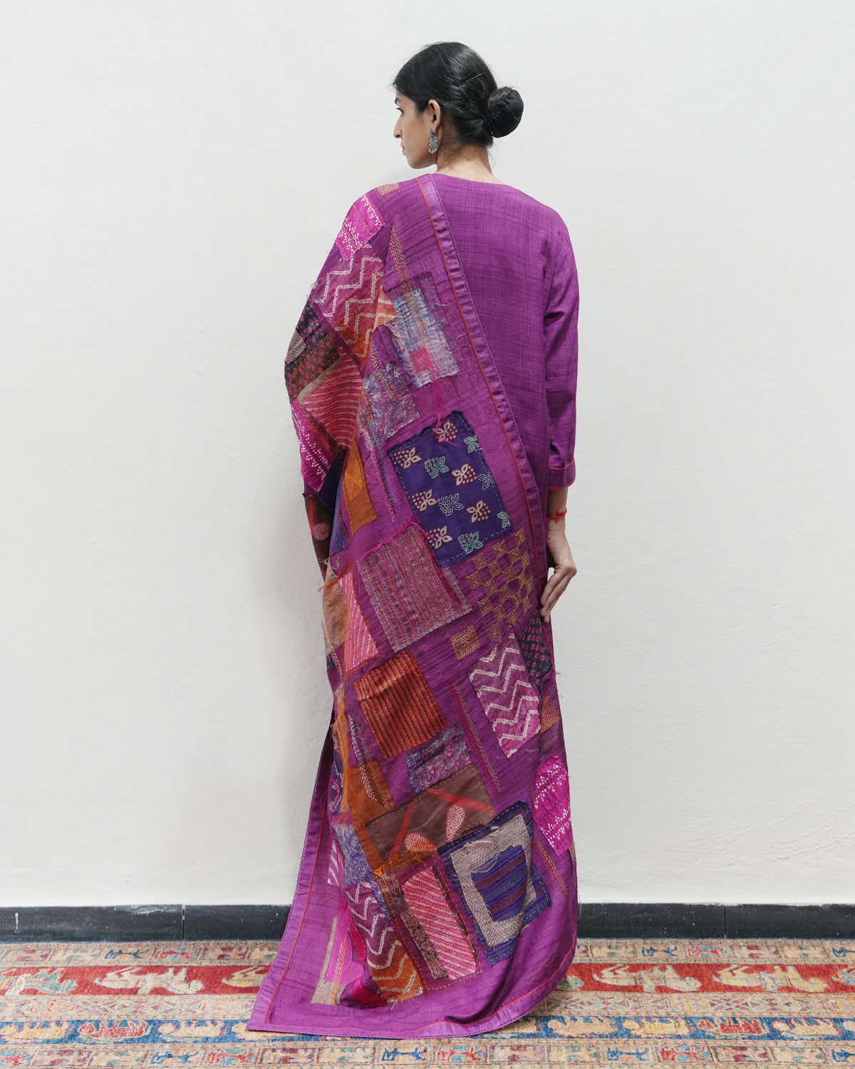 Purple Handwoven Matka Silk Kurta Set
