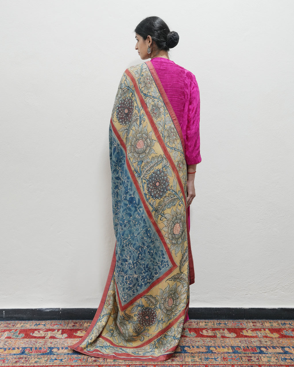 Pink Handwoven Self Weave Silk Kurta Set