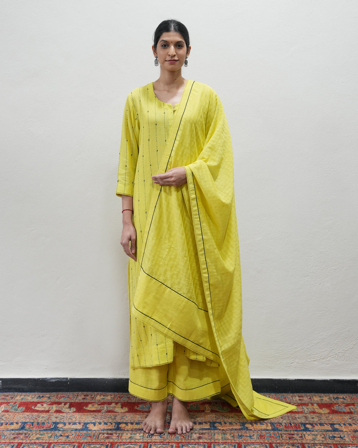 Yellow Handwoven Khadi Kurta Set