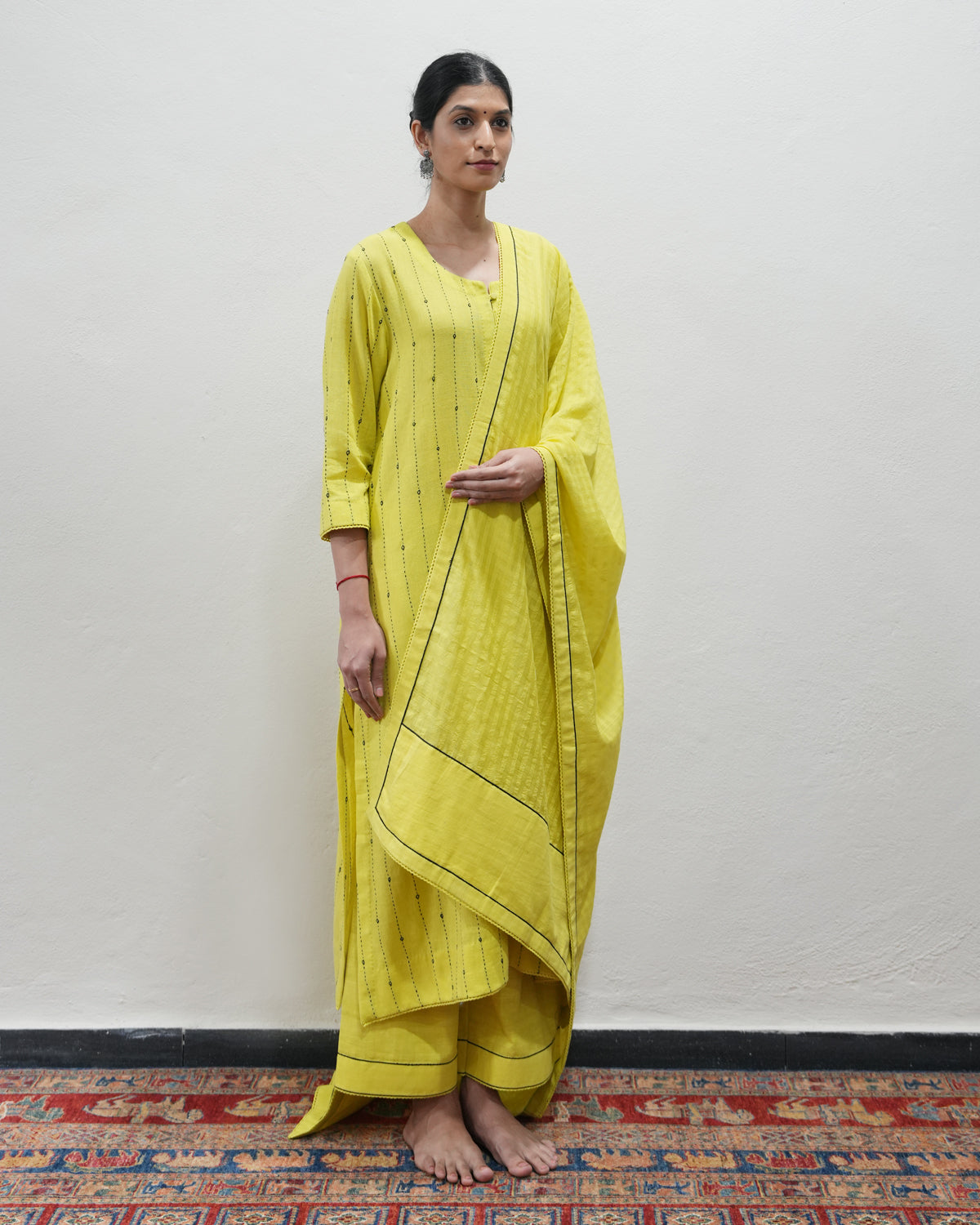 Yellow Handwoven Khadi Kurta Set