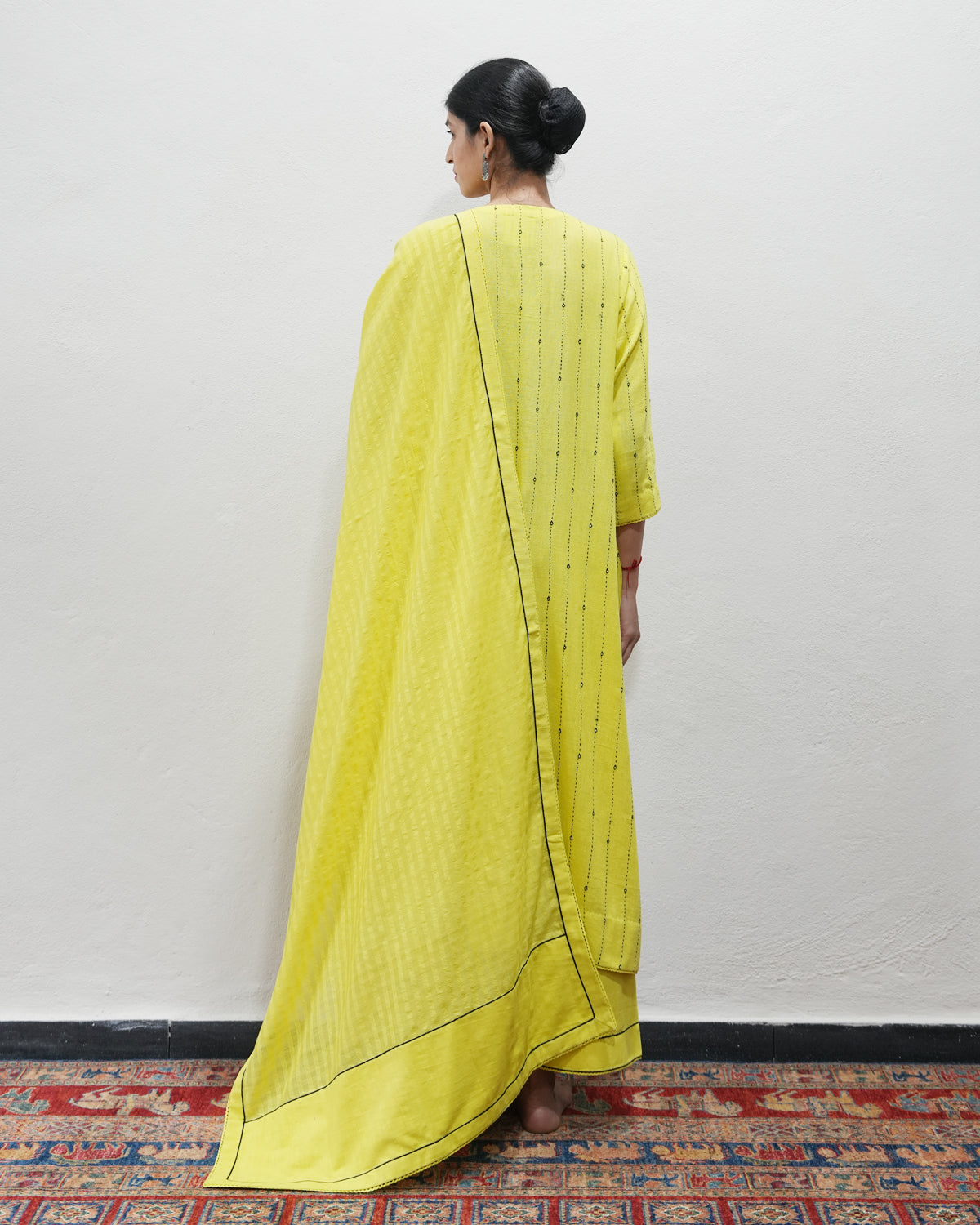Yellow Handwoven Khadi Kurta Set