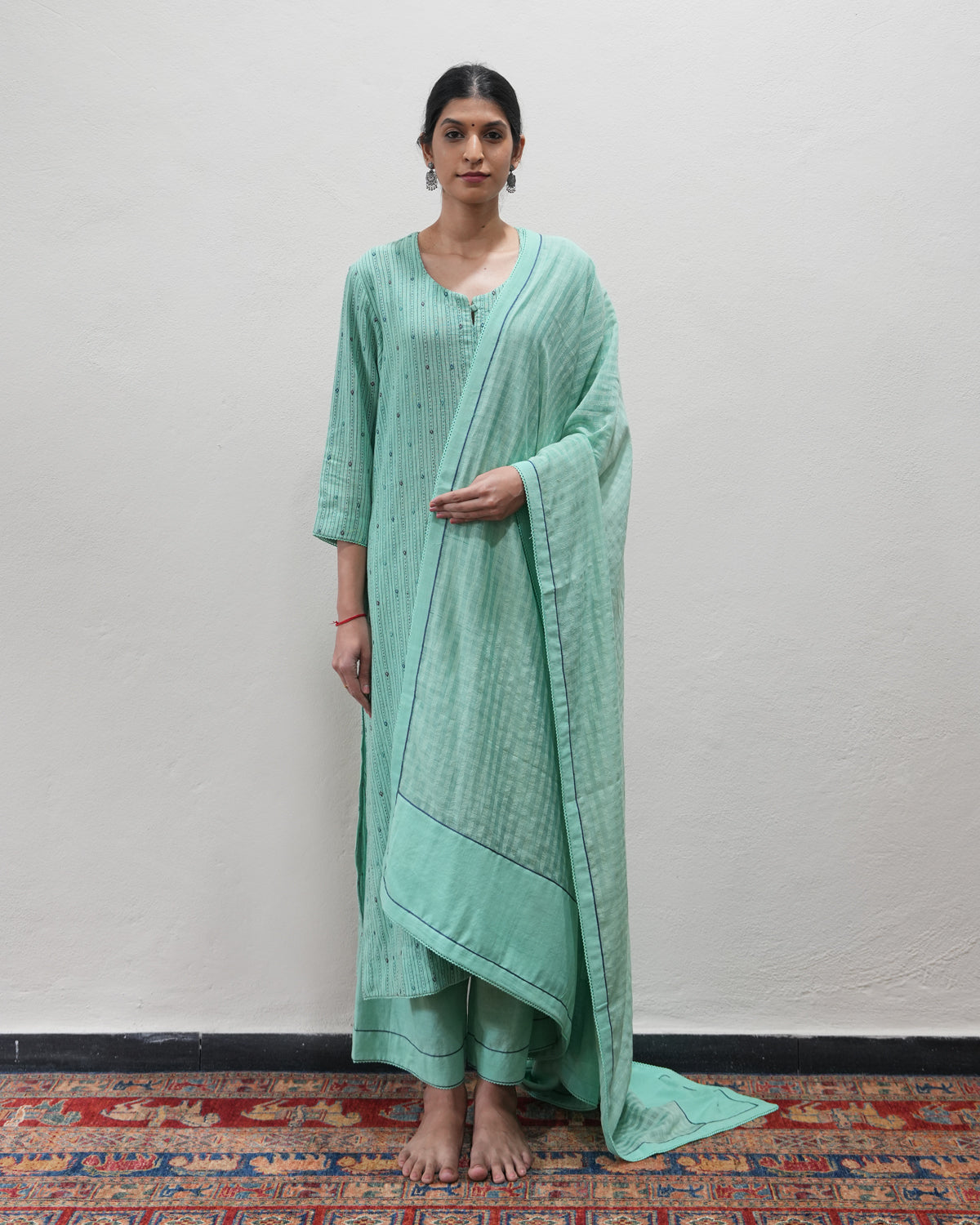 Green Handwoven Khadi Kurta Set